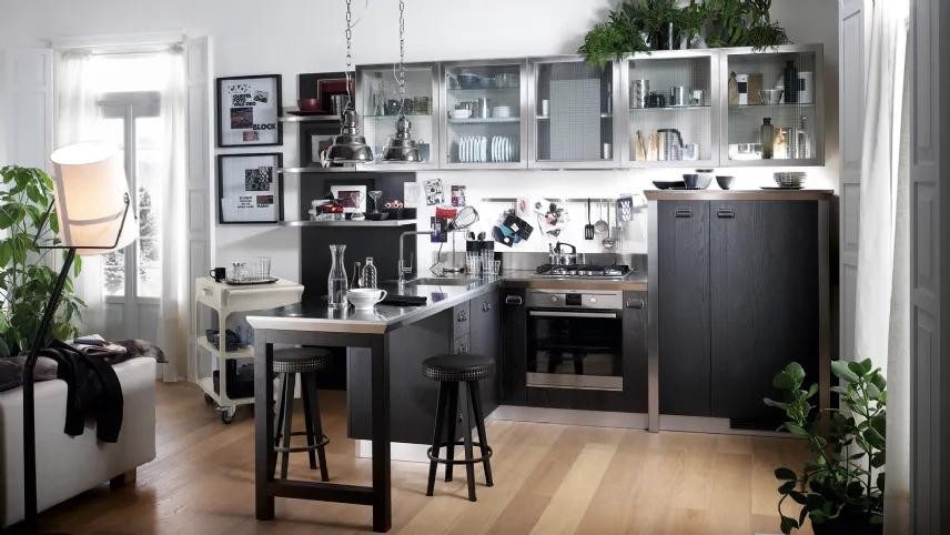 Cucina Moderna Diesel Social Kitchen in Rovere laccato Tempera Black di Scavolini