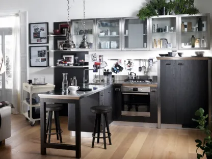 Cucina Moderna Diesel Social Kitchen 05 in Rovere Tempera Black di Scavolini