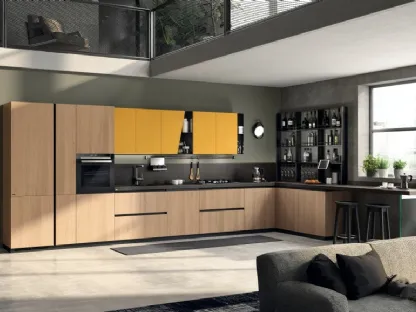 Cucina Moderna Liberamente 09 Rovere Grano e Giallo Senape di Scavolini