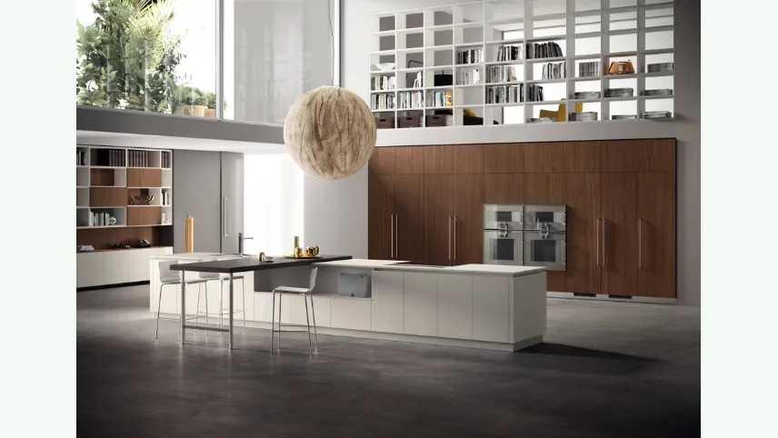 Cucina Moderna Liberamente Bianco Malè e Noce Sunset di Scavolini