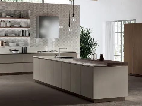 Cucina Moderna Liberamente Biomalta Argilla Delhi e Noce Royal di Scavolini