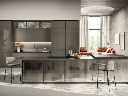 Cucina Moderna Libra in laccato lucido e opaco effetto Perlato Cuvée di Scavolini