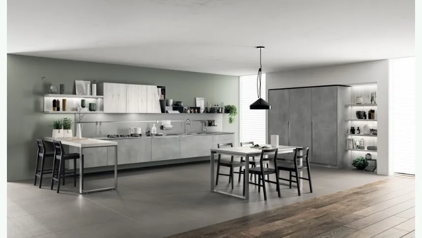 Cucina Moderna Mood in Concrete Brooklyn e Rovere Actual di Scavolini