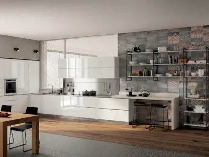 Cucina Moderna Mood in laccato lucido Bianco Prestige di Scavolini