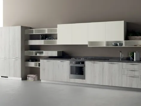 Cucina Moderna Mood in Rovere Actual e Bianco Puro di Scavolini
