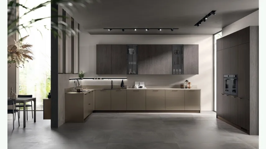 Cucina Moderna Musa in vetro opaco Grigio Matera e decorativo Oriental di Scavolini