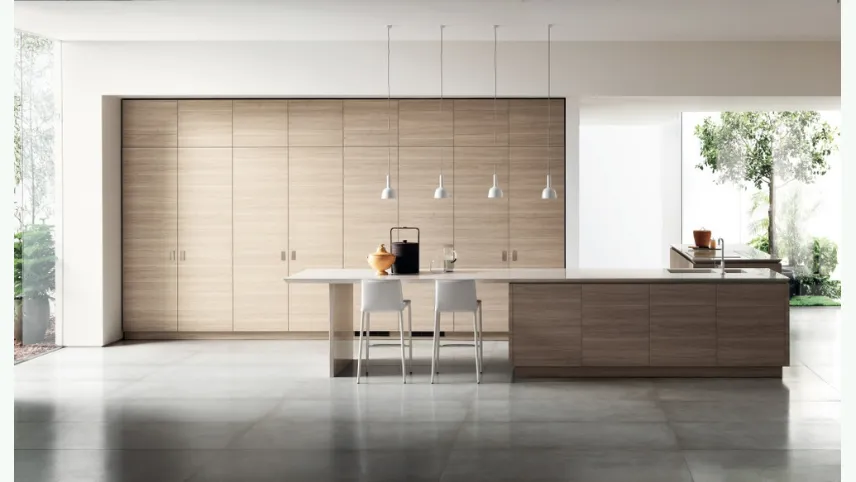 Cucina Moderna Qi in Olmo Hono con armadi Switch di Scavolini