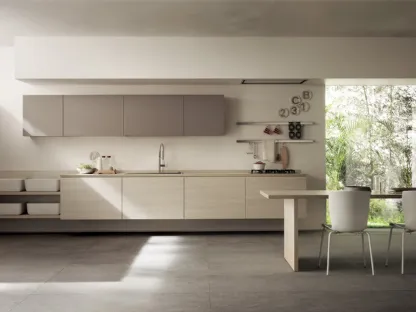 Cucina Moderna Qi in Olmo Kuuki e laccato Grigio Selce di Scavolini