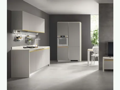 Cucina Moderna Dandy Plus Grigio con maniglia Giallo Senape di Scavolini