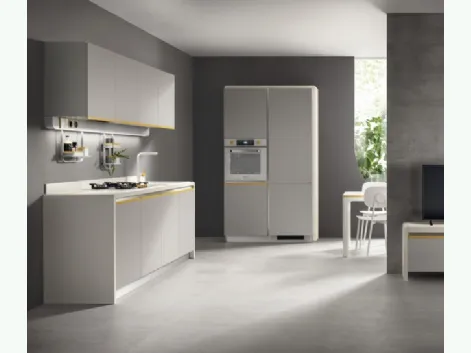 Cucina Moderna Dandy Plus Grigio con maniglia Giallo Senape di Scavolini