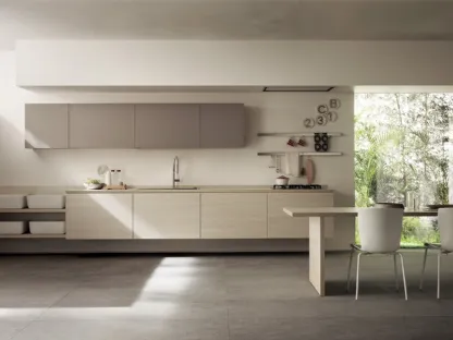 Cucina Moderna Qi in Olmo Kuuki e laccato Grigio Selce di Scavolini