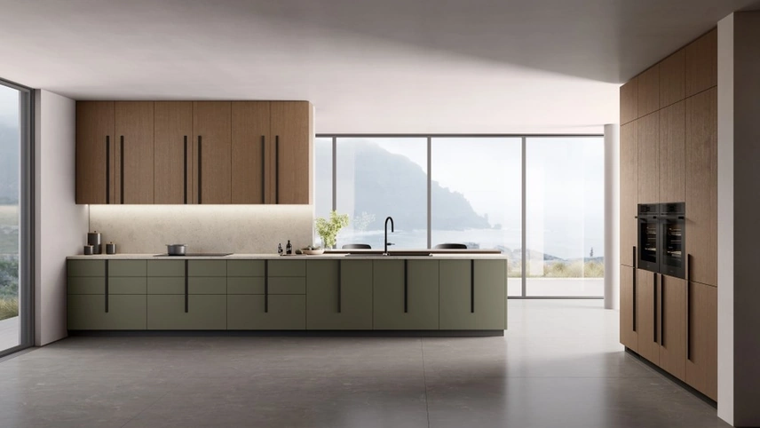 Cucina Moderna ad angolo Stilo 05 in laccato e Rovere di Scavolini