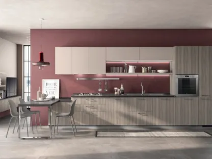Cucina Moderna Urban & Urban 02 in decorativo Eucalipto Taj e Sabbia Easy di Scavolini