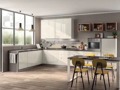 Cucina Moderna angolare Urban & Urban in laccato Bianco lucido di Scavolini