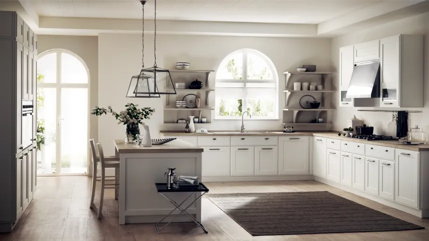 Cucina Shabby Chic Favilla in Laccato opaco Bianco Prestige di Scavolini