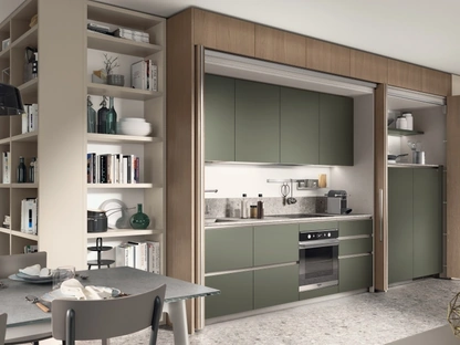 Cucina su misura salvaspazio Boxi 05 Verde di Scavolini