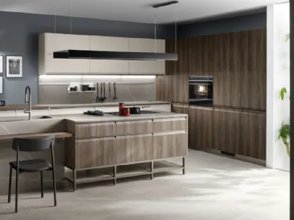 Cucina su misura Formalia in Grigio Chiaro e Noce Garden di Scavolini