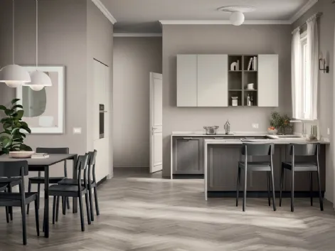 Cucina su misura con penisola Sax 01 finitura Rovere Town di Scavolini