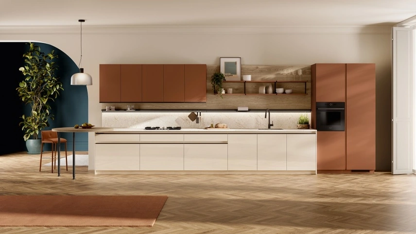 Cucina su misura lineare Stilo 03 in laccato lucido e opaco Scavolini